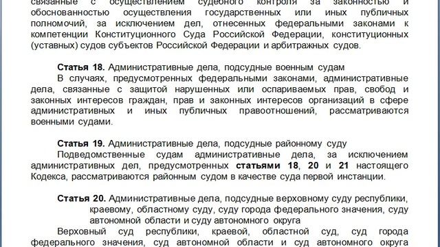 Статья 18, КАС 21 ФЗ РФ, Административные дела, подсудные военным судам смотреть онлайн
