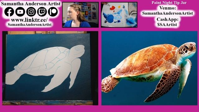 How to paint an Underwater Sea Turtle | LIVE Acrylic Painting Class смотреть онлайн