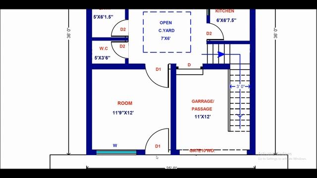 HOUSE PLAN 25' X 36' / 900 SQ.FT / 100 SQ.YDS / 84 SQ.M / 100 GAJ / (4K) смотреть онлайн
