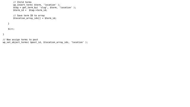 Wordpress: Create heirachy of post terms from array & assign post to terms смотреть онлайн