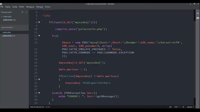 #PHP: wyszukiwarka, połączenie z bazą danych, PDO смотреть онлайн