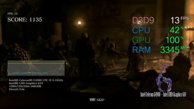 Intel UHD Graphics 610 -- Intel Celeron G4900 -- Resident Evil 6 Benchmark смотреть онлайн