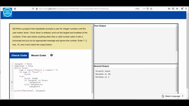 Coursera Python for Everybody EP-13 | Assignment 5.2 Solution (Week 7) | Shoeb Solves смотреть онлайн