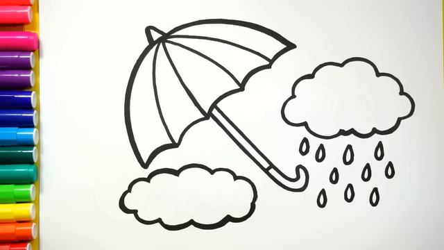 How To Draw A Cloud Umbrella For Children