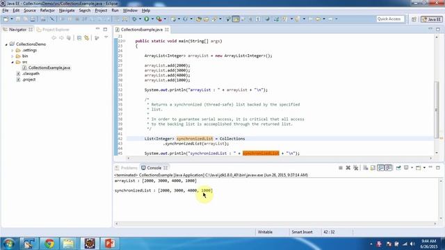Collections (SynchronizedList method) | Java Collection Framework смотреть онлайн