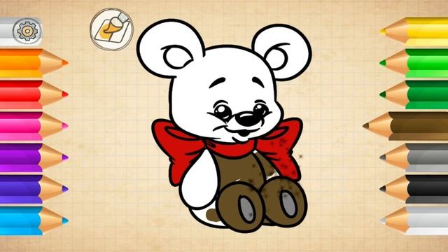 Coloring book for children, drawing a bear/Раскраска для детей, рисуем медведя #11 смотреть онлайн