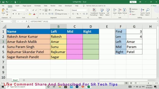 How To Use Right Left Mid Len Find formula In Excel смотреть онлайн