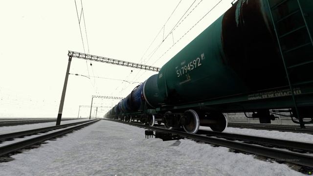 Грузовой состав с цистернами локомотив ТЕМ2 в игре TS2020 Railworks. смотреть онлайн