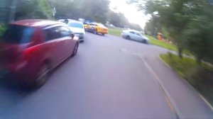 Погоня мотобата за парнем на питбайке/Policeman on motorcycle trying to catch guy on a Pitbike