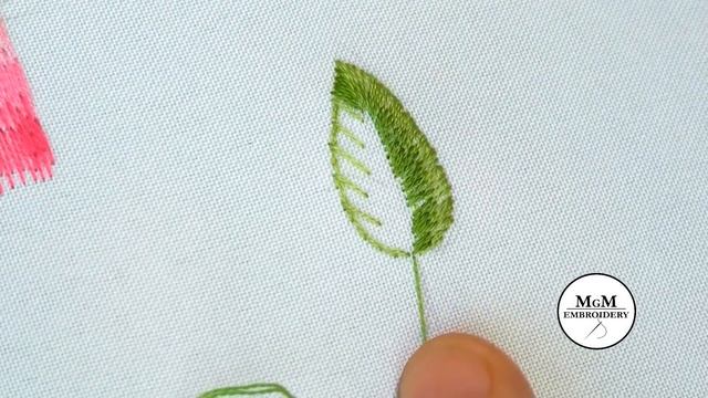 Hand Embroidery Long And Short Stitch Leaf Embroidery Shading