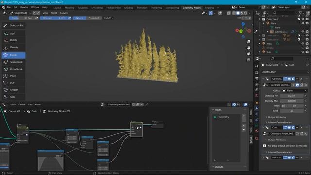 Blender 3.3 Hair nodes: Interpolation + Curls demo смотреть онлайн
