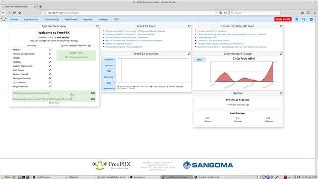 FreePBX Asterisk Первоначальная настройка смотреть онлайн