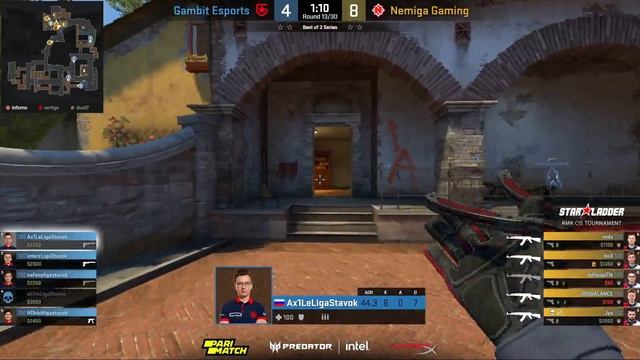 [RU] Nemiga vs Gambit | Карта 1: Inferno | StarLadder CIS RMR Main Event Group Stage смотреть онлайн