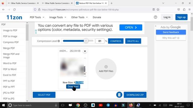 error during uploading check file size (max 100 kb) & extension (.pdf) | BPSC | pdf size reducer ? смотреть онлайн