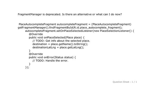 Android : Since the Android getFragmentManager() API is deprecated, is there any alternative? смотреть онлайн