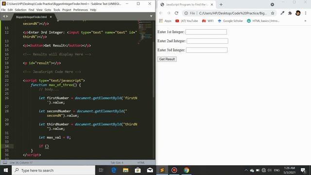 JavaScript: Find The Largest of Three Given Integers смотреть онлайн