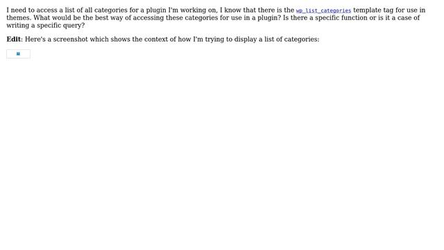 Wordpress: Getting a List of Categories for Use in a Plugin? смотреть онлайн