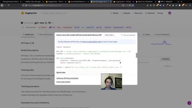 No-Code NLP - Automated text generation with Eleuther.ai's GPT-Neo (GPT-3 alternative) and Bubble.i смотреть онлайн