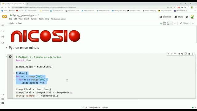 Medir tiempo de ejecución - 21 - Python en 1 minuto смотреть онлайн