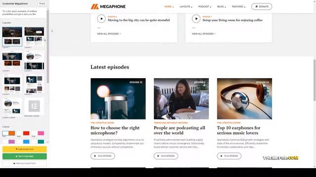 Megaphone - Audio Podcast WordPress Theme music podcast theme Konomi смотреть онлайн