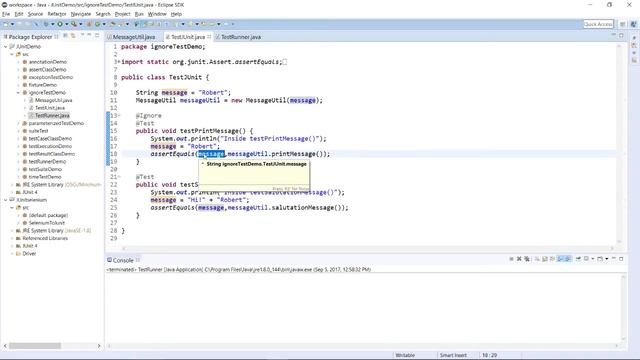 JUnit - Ignore Test смотреть онлайн