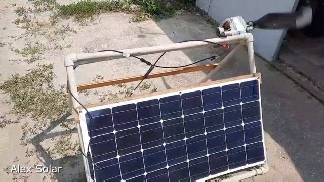 Вентилятор и точило из мотора от стиральной машины на солнечной батарее 100 Вт. смотреть онлайн