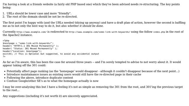 Webmasters: Removing 301 redirect from site root смотреть онлайн