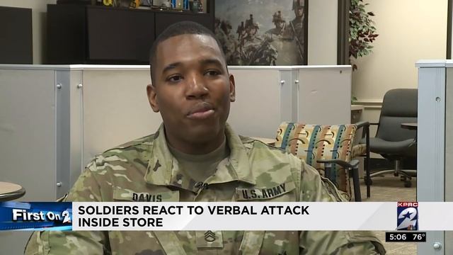 Soldiers react to verbal attack inside store смотреть онлайн