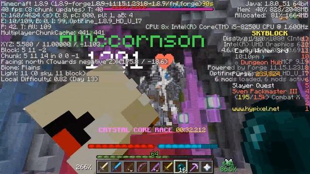 Hypixel Skyblock Crystal Core Race Under 1 second смотреть онлайн