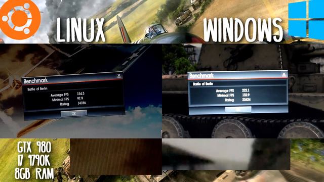 War Thunder Benchmark | Ubuntu 16.04 vs Windows 10 смотреть онлайн