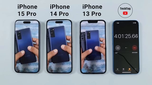 iPhone 15 Pro vs 14 Pro vs 13 Pro Battery Test | iOS 17 BATTERY TEST смотреть онлайн