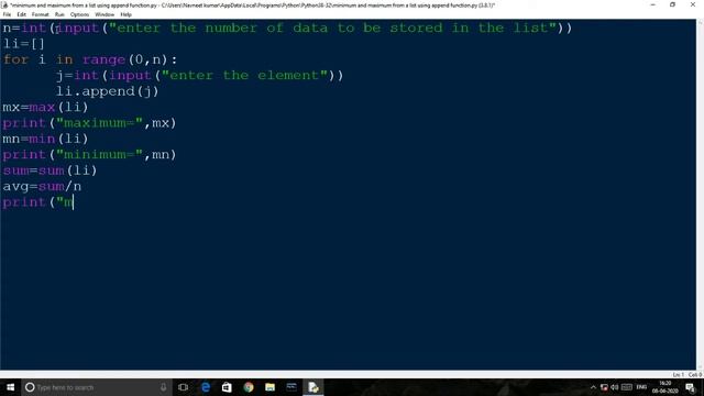 PYTHON program to find minimum, maximum and mean value in a list смотреть онлайн