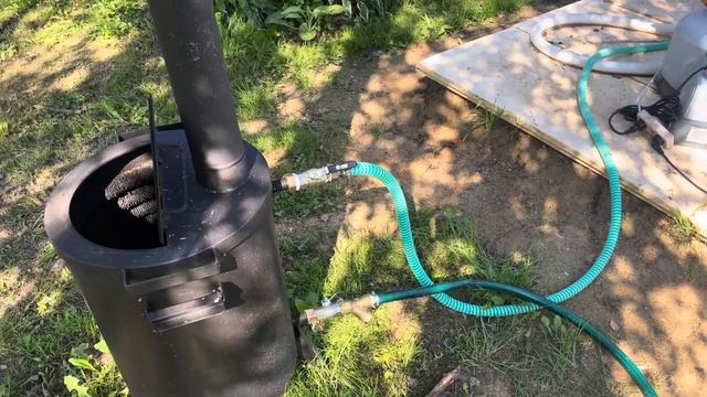 Подогрев воды в каркасном бассейне. Греем дровяной печью смотреть онлайн