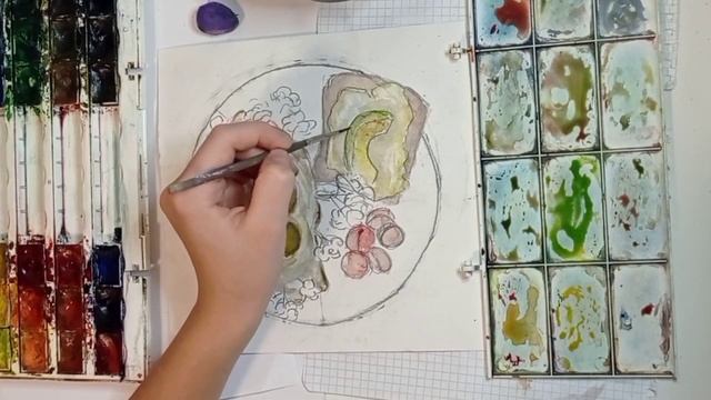 Рисунок еда акварелью.???? смотреть онлайн
