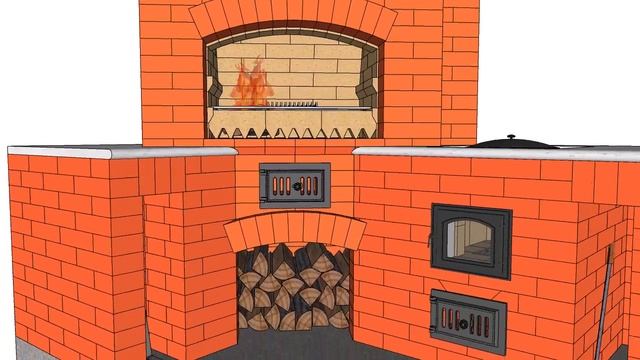 Угловой мангал с казаном из красного кирпича смотреть онлайн