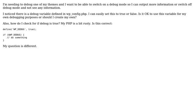 Wordpress: How to check if debug is true and can I use it for my own code? смотреть онлайн