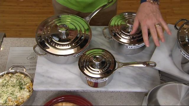 Le Creuset 10-pc Signature Tri-Ply Stainless Steel Cookware Set on QVC смотреть онлайн