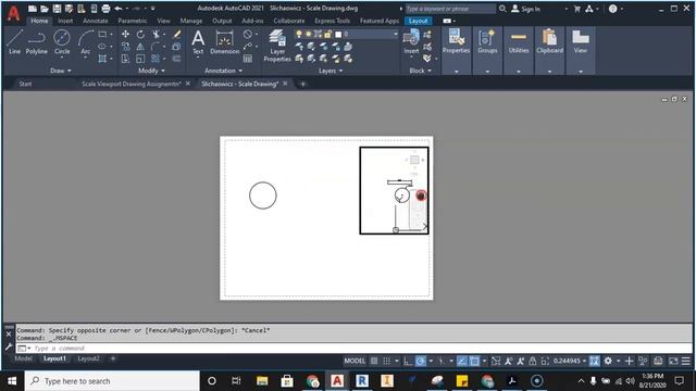 AutoCAD 21 - Scale, Model Layout spaces, View port смотреть онлайн