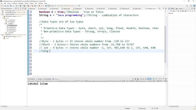 DATA TYPES IN JAVA смотреть онлайн