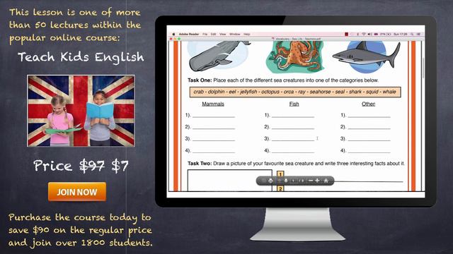 ESL Vocabulary Worksheets (Sea Life Vocabulary) смотреть онлайн