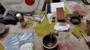Наклейка колодок на триммерном двигателе 1E48 F