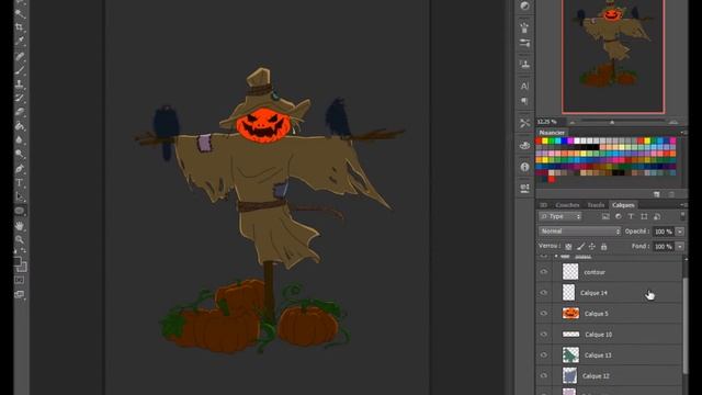 Colorisation façon BD d'un épouvantail d'Halloween смотреть онлайн