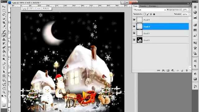 Анимация летящего снега. Видеоурок Юлии Литвиной