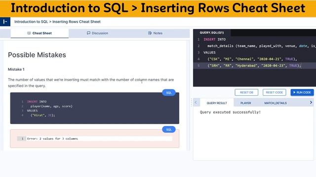 Introduction to SQL | Inserting Rows Cheat Sheet | SQL | NxtWave | CCBP 4.0 смотреть онлайн