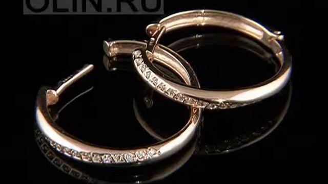 Сережки-кольца золотые с фианитами смотреть онлайн