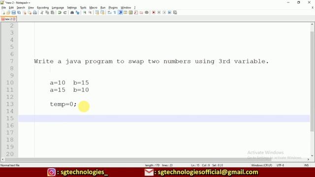 Program to swap two numbers using 3rd variable"java coding tutorial for beginners Part- 7" in हिंदी смотреть онлайн