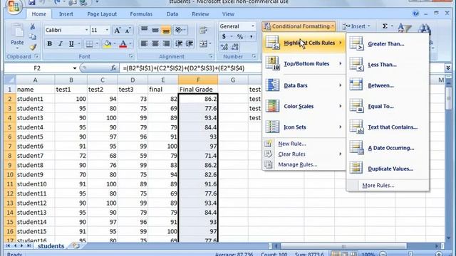 Excel 2007 Tutorial 6 Intro to Conditional formatting смотреть онлайн