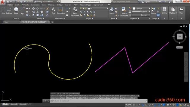 How to Convert Polyline to Spline in AutoCAD 2018 смотреть онлайн