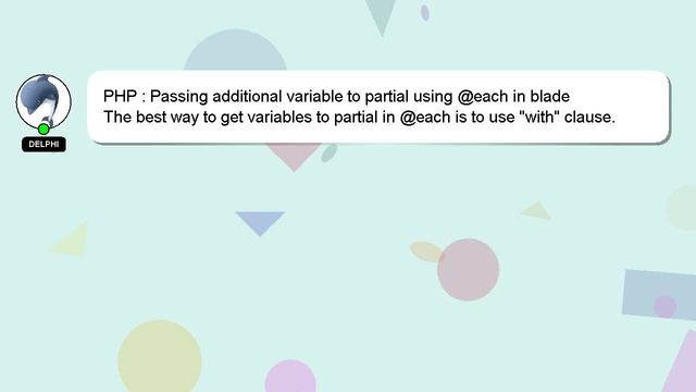 PHP : Passing additional variable to partial using @each in blade смотреть онлайн