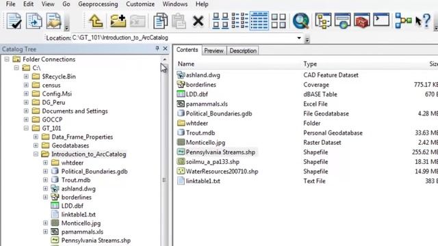 How to use ArcCatalog demo - ArcGIS 10 - GT-101 - Washington College смотреть онлайн